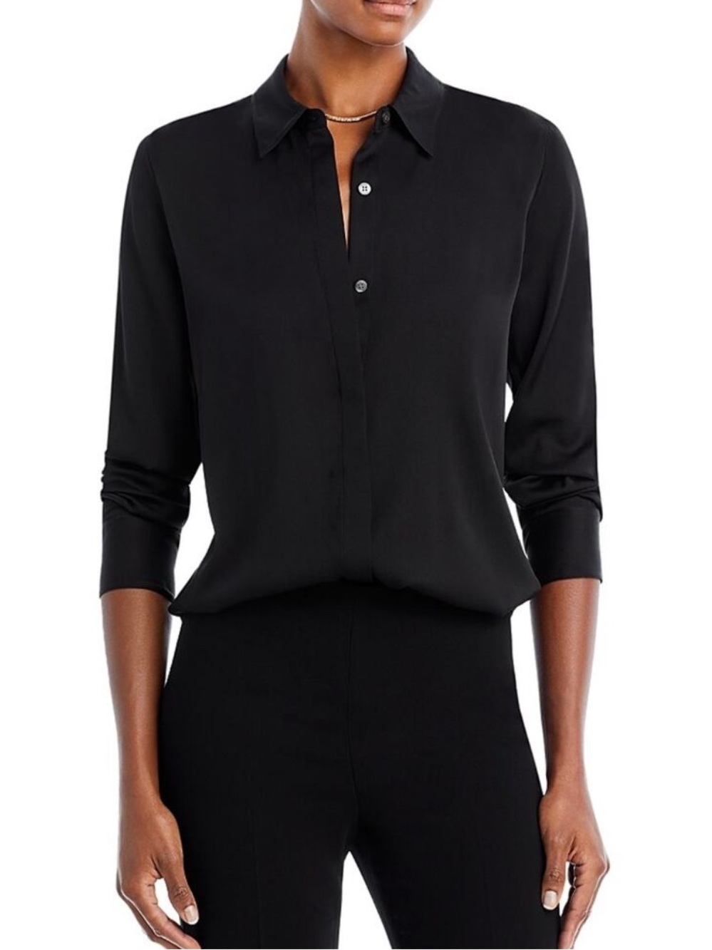 Theory Button Down Silk Blouse Top